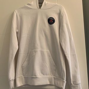 PSG essentials white hoodie kids size: L
